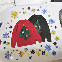 Pull de Noël pour femme, col rond, manches longues, tricoté, motif géométrique, pour les fêtes, décontracté, vêtements d'hiver