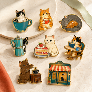 Broches émaillées personnalisées style antique pour café, badges mignons chaton café pour sacs, tabliers et cadeaux - Product Image 2