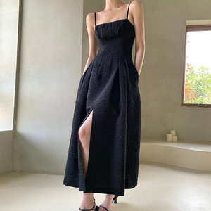 Nuovo stile estivo Vintage piccolo abito nero Sexy elegante Modulare abito da sera per le donne - Product Image 1