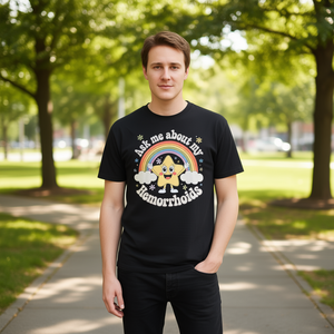 Camiseta con estampado gráfico de humor divertido, camiseta unisex para adultos, pregúntame sobre mis hemorroides - Product Image 3