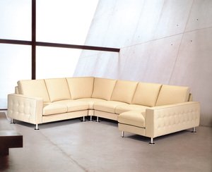 Canapé 2 places en cuir blanc haut de gamme, design moderne, assise profonde, mobilier de luxe pour salon de villa et maison, vente en gros - Product Image 3