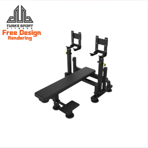 Commercial Adjustable Flat Press with Rack Heavy Duty <b>Strength</b> <b>Training</b> Gym Fitness Workout Equipment TK7-SQ-7050 - Product Image 1
