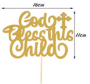 God Bless This Child Cake Topper para bautismo Baby Shower Bautizo Primera <span class=keywords><strong>comunión</strong></span> Decoraciones festivas para Diwali Día del padre - Product Image 5
