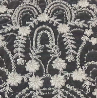 Tissu de dentelle de mariée brodé de perles et de cordon à motif floral, directement de l'usine