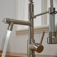 Mélangeur unique de luxe contemporain tirer vers le bas cascade retirer vers le bas capteur tactile robinet de cuisine robinet avec lumière LED