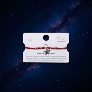 Bracciale con ciondolo in acciaio inossidabile con cordino rosso della costellazione di Angelo della Vergine per donna, regalo astrologico - Product Image 2