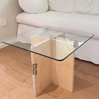 Table basse carrée en verre de style rétro, table d'angle à côté du canapé du salon, table d'appoint avec pieds carrés en bois, table à thé