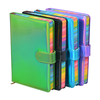 Cahier d'étudiant vert brillant avec pages intérieures arc-en-ciel, cahier scolaire d'usine d'origine