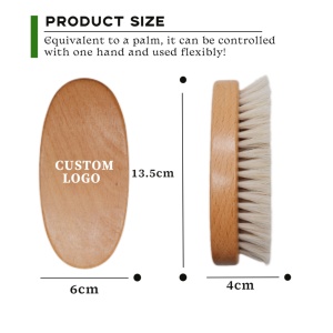 Custom logo Original Wood Color Men <strong>Beard</strong> Styling <strong>Brush</strong> Natural Wooden Horsehair <strong>Beard</strong> <strong>Brush</strong> - Product Image 4