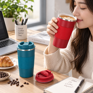 Tasse de bureau portable 510 ml avec revêtement en céramique, tasse à café isotherme réutilisable, gobelet de voyage avec couvercle, sans goût métallique - Product Image 2