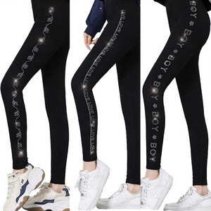 Leggings fins et respirants à haute élasticité pour femmes, taille haute ornée de strass, collection printemps, grandes tailles, directement de l'usine - Product Image 2