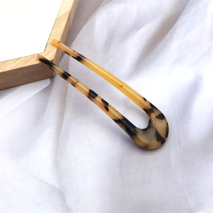 Épingle à <span class=keywords><strong>cheveux</strong></span> en acétate durable de style salon coréen Rossendora, accessoires colorés en forme de U pour chignon, outil de coiffure pour filles - Product Image 3