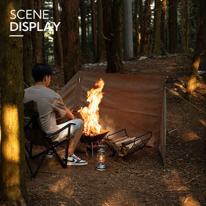 Cortina de Protección Contra el Viento para Acampar, con Marco de Acero Inoxidable y Tela de Algodón Lavado, para Fogatas - Product Image 5