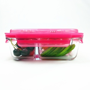 3 compartimiento de <span class=keywords><strong>comida</strong></span> <span class=keywords><strong>para</strong></span> <span class=keywords><strong>llevar</strong></span> de vidrio contenedor de almacenamiento de alimentos con fuerte tapa de PP - Product Image 3