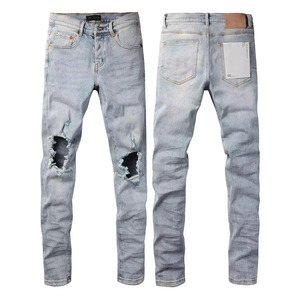 <span class=keywords><strong>Pantaloni</strong></span> da uomo <span class=keywords><strong>strappati</strong></span> in stile Slim Slim Fit di alta qualità stampati da uomo - Product Image 1