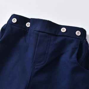 Pantalones de Tirantes Casuales Rectos de Algodón Orgánico Azul Oscuro para Niño, Compra en Línea, de Proveedor Chino - Product Image 4