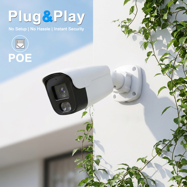 5MP PoE IP Network Home Security Camera Full Color Wired Outdoor Indoor CCTV Bullet Camera Hik DH TVT Compatible