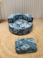 Sofá Futón Tatami Hecho a Mano con Diseño Floral, No Requiere Montaje, Cojín de Suelo para Sala de Estar o Dormitorio, Estilo Pintura al Óleo