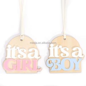 Decoración para Fiestas, Accesorios para Fotos, Letreros de Madera '<span class=keywords><strong>Es</strong></span> <span class=keywords><strong>un</strong></span> Niño', '<span class=keywords><strong>Es</strong></span> una Niña', Letrero 'Hola Mundo', Anuncio de Género, Tablero de Anuncio de Recién Nacido - Product Image 1