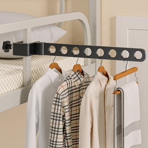 Support de cintre pliant fixe et rotatif extérieur intérieur noir/blanc sans poinçonnage économiseur d'espace étendoir à vêtements - Product Image 6
