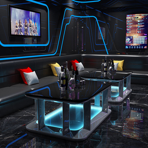 Lujo moderno Led KTV Karaoke Café Bar Mesa Muebles Tamaño Color Vidrio templado Personalizado Metal Acero inoxidable Barra pequeña - Product Image 5