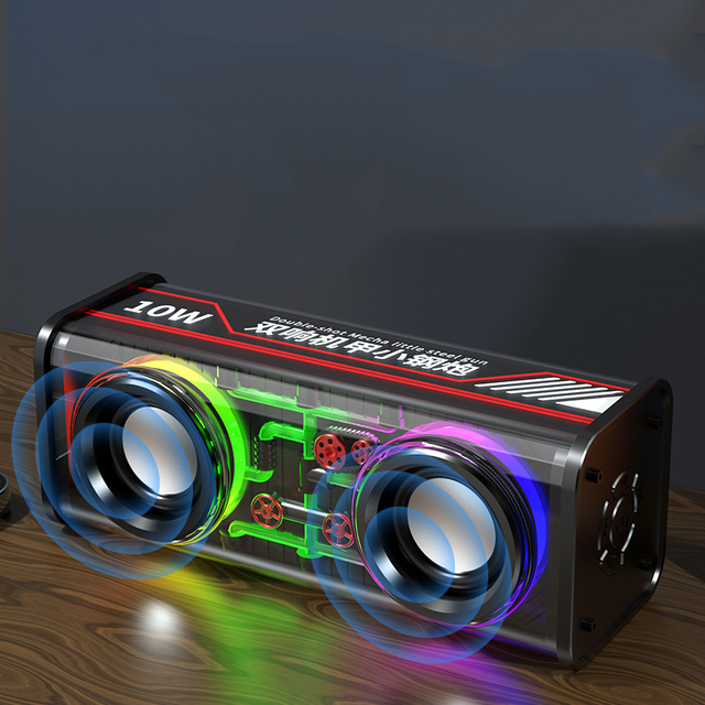 Mini Portable Wireless Speaker Outdoor Blue Subwoofer With Led Flashing Tooth Metal Bass Speaker