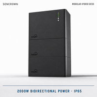 Système de stockage d'énergie par batterie avec onduleur hybride tout-en-un 2000W, batterie LiFePO4, boîtier IP65 pour BESS extérieur