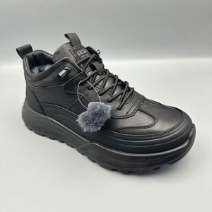 Winter Outdoor Casual Shoes for Men Genuine Leather Wool Warm Boots with Fleece Lining Thickened & Non-slip Snow Boots - Product Image 6