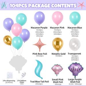 Joli ensemble d'arc de couronne de ballon de sirène Kit d'arche de ballon <span class=keywords><strong>bleu</strong></span> violet, décoration de fête d'<span class=keywords><strong>anniversaire</strong></span> de ballon de feuille d'étain de sirène - Product Image 6