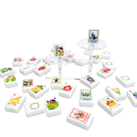 Jeu de Mahjong Thème Récolte à la Campagne, Tuiles en Acrylique Imprimées UV, Design Femme de la Campagne, Blanc