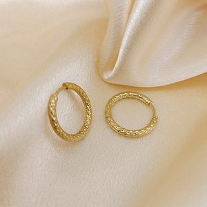 Hammered Huggie <b>Hoop</b> <b>Earrings</b> | Stainless Steel PVD Gold <b>Hinged</b> Closure Minimalist Style | Waterproof, Hypoallergenic & Durable - Product Image 5