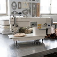 Machine à coudre industrielle zigzag robuste, machine à coudre électrique multifonctionnelle à entraînement direct et pied entraîneur pour tissus jusqu'à 10 mm d'épaisseur