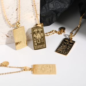 YICAI 316l Acero inoxidable 18K chapado en oro joyería al por mayor 12 <span class=keywords><strong>horóscopo</strong></span> colgante oro Zodiaco collar - Product Image 3