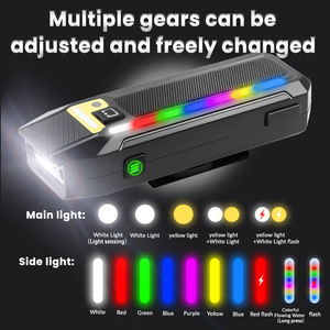 Luz LED inteligente para bicicleta con bocina de control remoto, recargable por USB, luz RGB para conducción nocturna, resistente al agua IPX4, con batería integrada de 2400mAh - Product Image 5