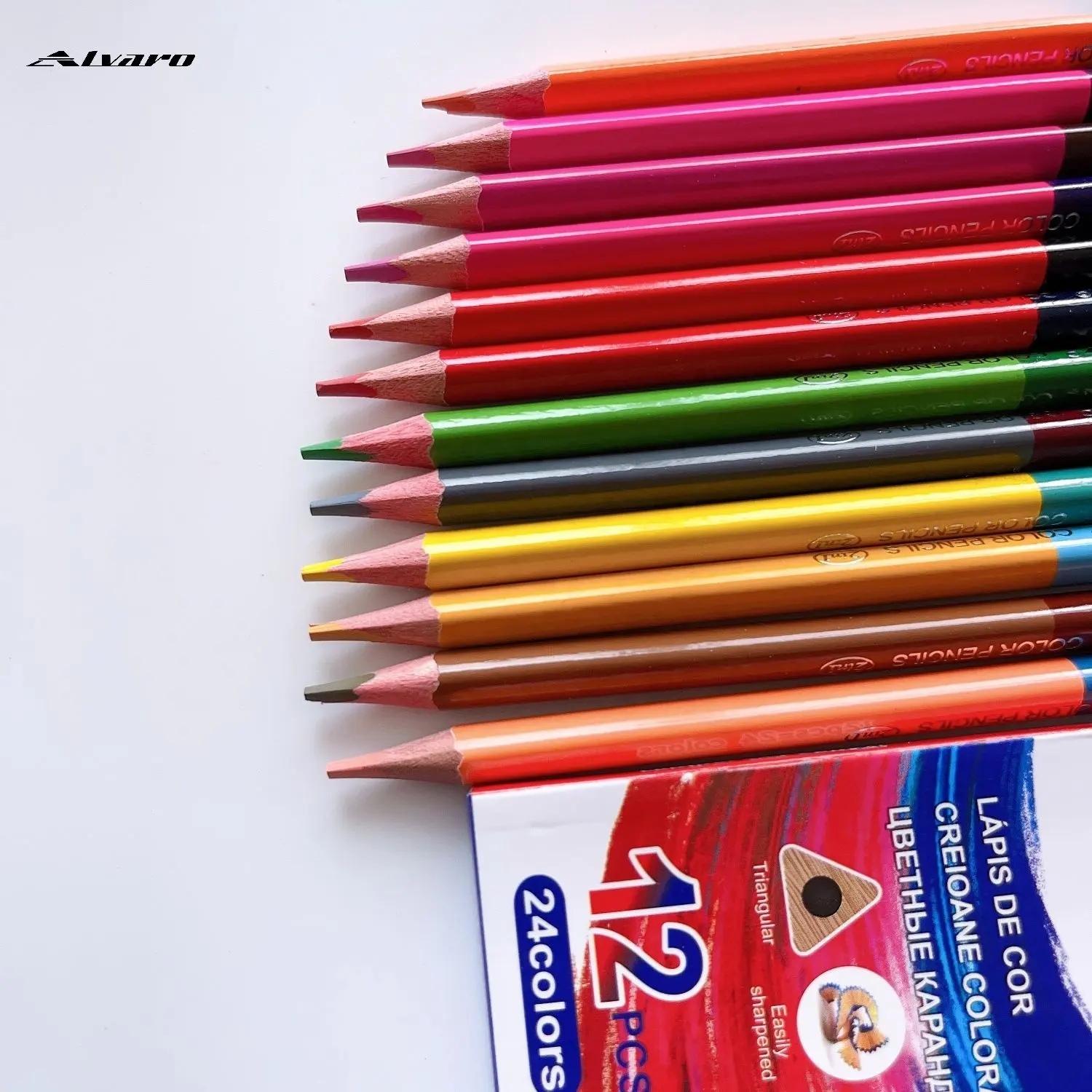 Wholesale Good quality cheap price Art Sketch Drawing Coloring 24colors 12pcs 2in1 triangle wood color pencil for Kids Students