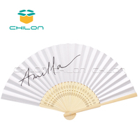 Éventail pliant en bambou avec motif peint et doublure en tissu – Style classique pour accessoires de danse féminine