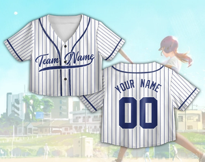 Jersey Baseball Wanita Crop Top Bordir LOGO Custom Sublimasi Ukuran Besar Kaos Jersey Wanita Seragam - Product Image 3