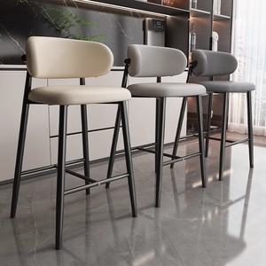 Meubles de <span class=keywords><strong>bar</strong></span> à la maison moderne nordique cadre en bois massif tabouret de <span class=keywords><strong>bar</strong></span> haut chaise de cuisine rembourrée confortable avec dossier incurvé - Product Image 3