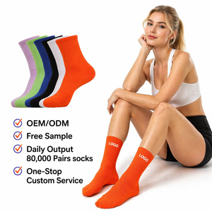 Chaussettes de sport professionnelles mi-mollet pour femme, en coton peigné respirant, couleur unie, <span class=keywords><strong>anti</strong></span>-<span class=keywords><strong>frottement</strong></span>, antidérapantes, pour la course, modèle ODM, pour jeunes - Product Image 1