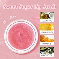 Récipient de gommage pour les lèvres au sucre végétalien biologique transparent avec cuillère exfoliant de marque privée élimine efficacement la peau morte gommage pour les lèvres