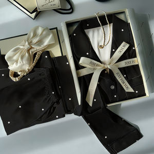 Nuovi arrivi estivi: <span class=keywords><strong>pigiama</strong></span> da <span class=keywords><strong>donna</strong></span> premium con stampa nera, top a maniche lunghe e pantaloni. - Product Image 2