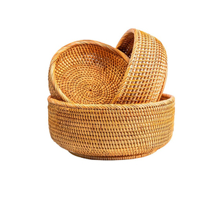 Hot selling bowl food storage large vintage decorative rattan wicker holder kitchen baskets