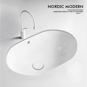 <span class=keywords><strong>Lavabo</strong></span> de cerámica ovalado moderno, <span class=keywords><strong>lavabo</strong></span> de fácil limpieza para balcón, hogar y hotel/baño, para espacios comerciales domésticos modernos - Product Image 2