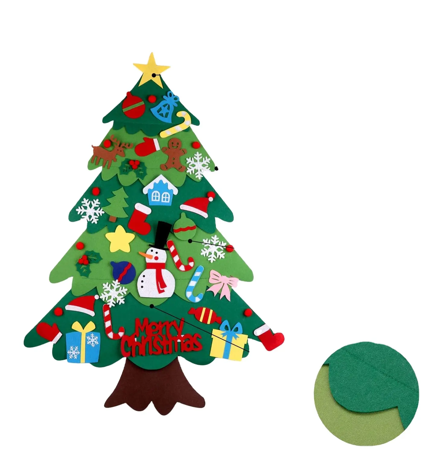 Goedkope Prijs Kerstbenodigdheden Kerstversiering Geschenken Diy Vilt Kerstmuur Bomen Met Ornament Set Voor Kinderen