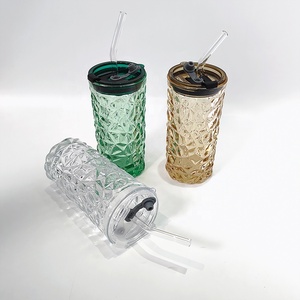 Botella de <span class=keywords><strong>agua</strong></span> de vidrio grabado reutilizable para el hogar y viajes, con pajita y tapa, para té, café, jugo, leche y <span class=keywords><strong>agua</strong></span>. - Product Image 2