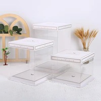 Boîte en plastique PET transparente recyclable avec logo personnalisé, boîte à gâteau transparente, boîte à gâteau d'anniversaire à double couche, boîte d'emballage