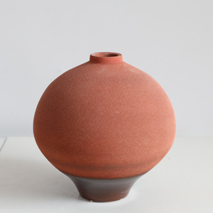 Antique Vintage Orange Ceramic <b>Vase</b> Simple Retro Design with Floral Pattern Colorful <b>Set</b> for Home Decor and Flower Arrangement - Product Image 3