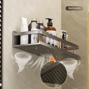 Carrito de ducha montado en la pared, soporte adhesivo, toalleros, almacenamiento, esquina de baño, organizador sin perforación, estante para inodoro - Product Image 6