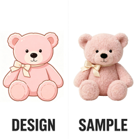 Ourson en peluche rose macaron en gros avec nœud en satin élégant, animal en peluche doux et sûr pour bébé, idéal pour la fête prénatale