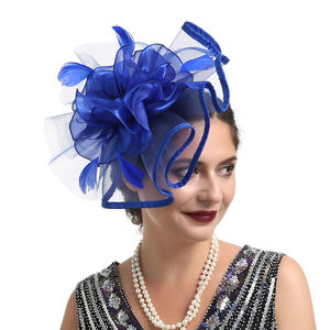 DZ Women's Flower Fascinator Wedding Hair <b>Clip</b> with 3D Embroidery Plush Style for Party and Church Hats - Product Image 5